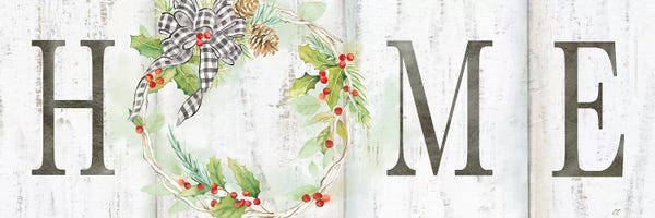 Rustic Winter: Holiday Gingham Wreath panel I by Cynthia Coulter