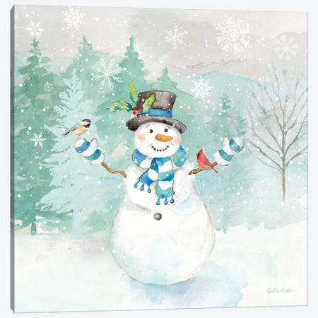Let it Snow Blue Snowman I Canvas Print #CYN208} by Cynthia Coulter Canvas Print