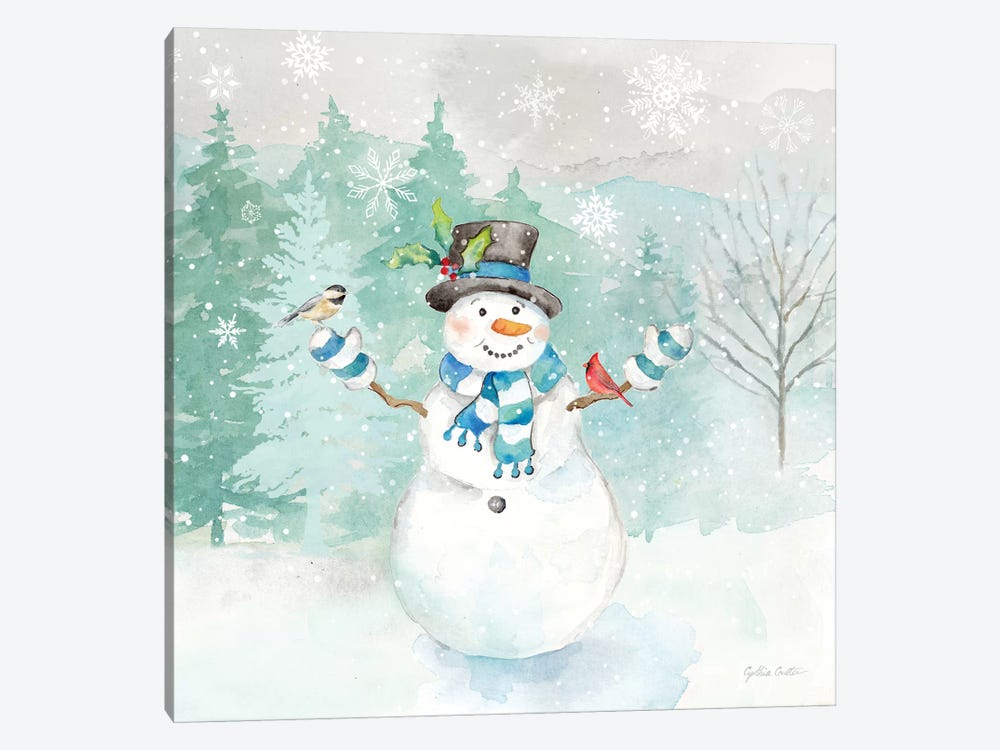 Let it Snow Blue Snowman I by Cynthia Coulter 1-piece Canvas Print