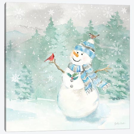 Let it Snow Blue Snowman II Canvas Print #CYN209} by Cynthia Coulter Canvas Print