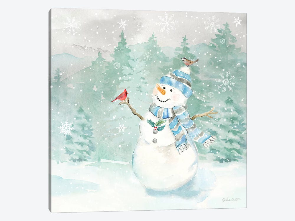 Let it Snow Blue Snowman II by Cynthia Coulter 1-piece Canvas Art