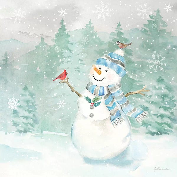 Farmhouse Festive: Let it Snow Blue Snowman II by Cynthia Coulter