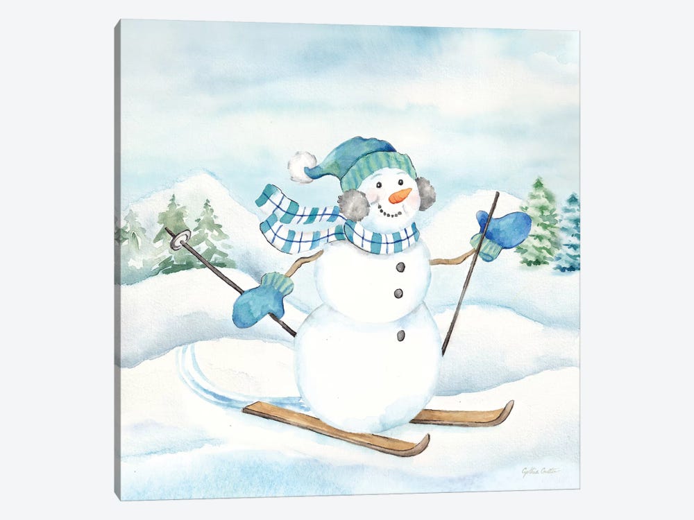 Let it Snow Blue Snowman III by Cynthia Coulter 1-piece Canvas Art