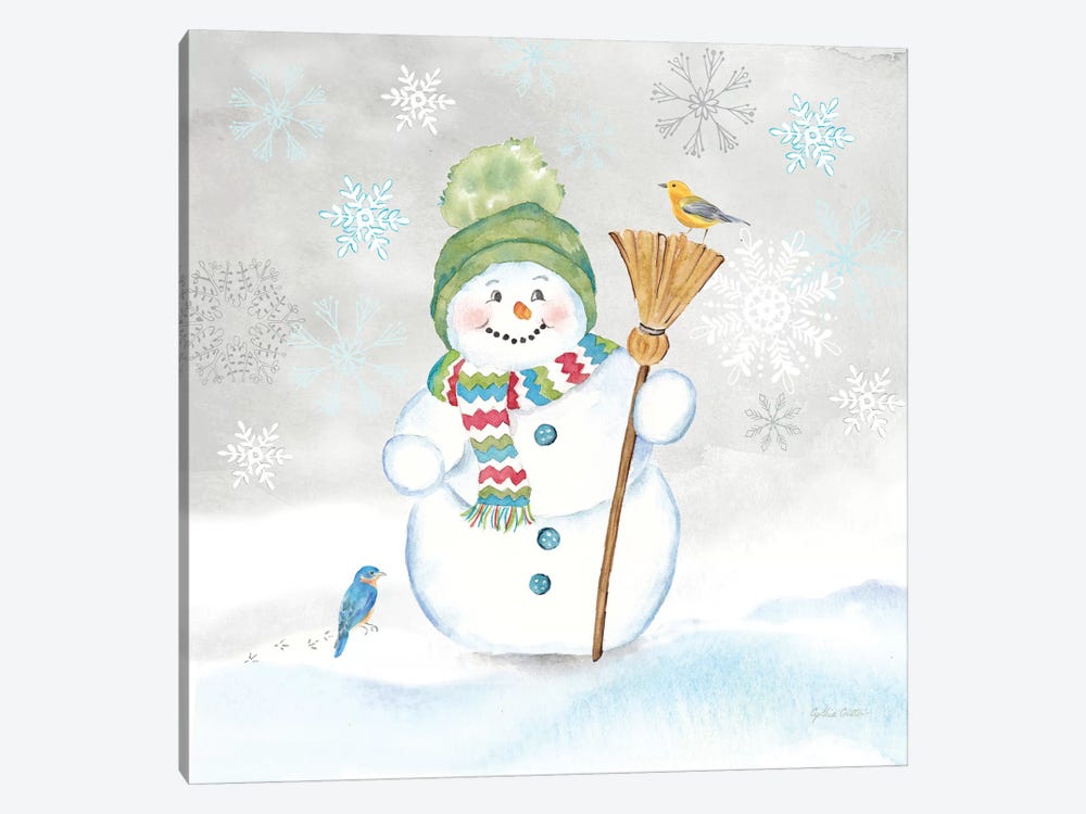 Let it Snow Blue Snowman IV by Cynthia Coulter 1-piece Canvas Print