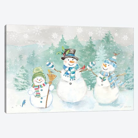 Let it Snow Blue Snowman landscape Canvas Print #CYN212} by Cynthia Coulter Canvas Artwork