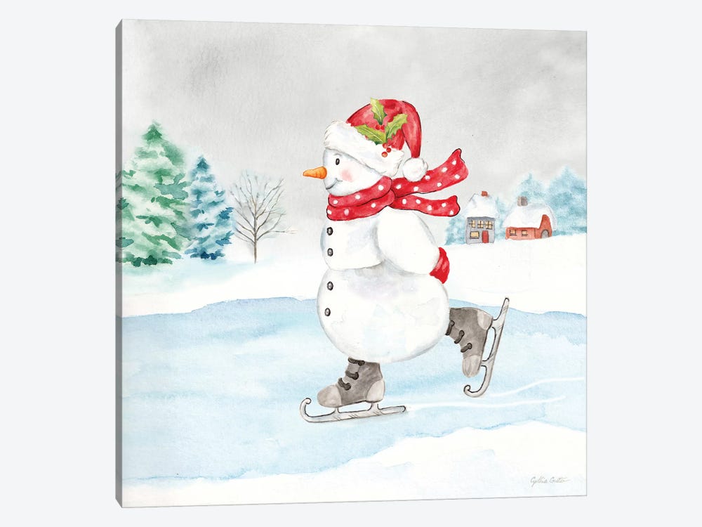 Let it Snow Blue Snowman V by Cynthia Coulter 1-piece Canvas Wall Art