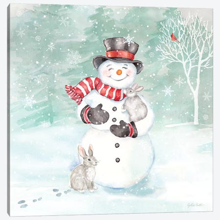 Let it Snow Blue Snowman VI Canvas Print #CYN215} by Cynthia Coulter Canvas Print