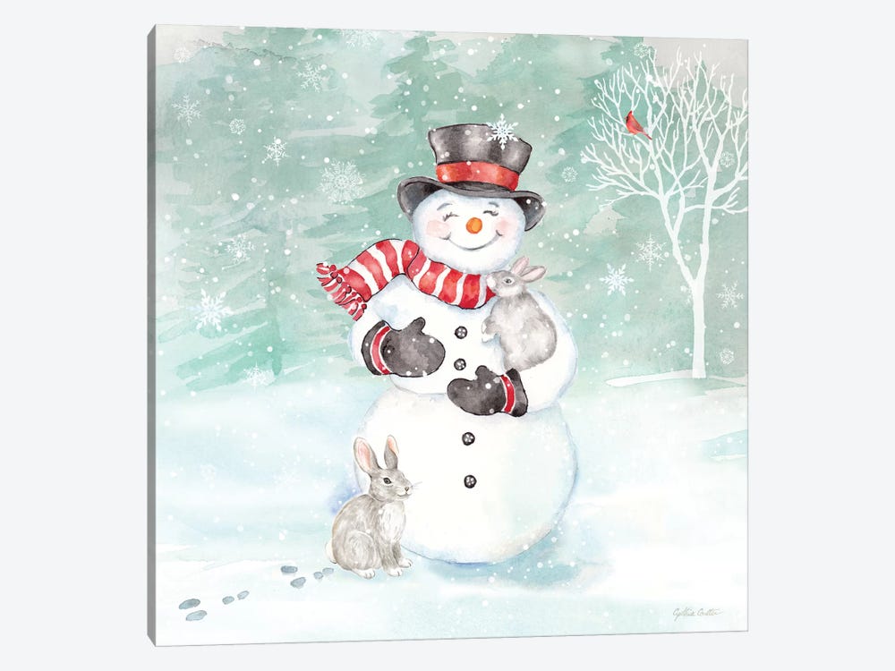 Let it Snow Blue Snowman VI by Cynthia Coulter 1-piece Canvas Print