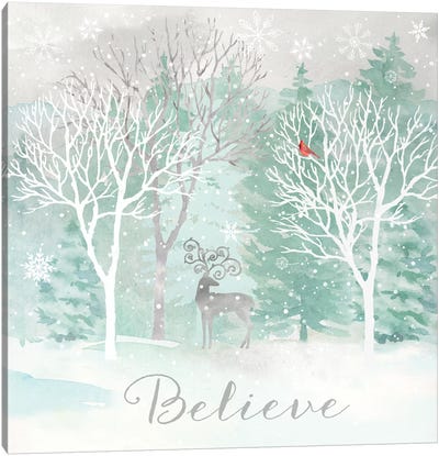 Peace on Earth Silver I Canvas Art Print - Christmas Signs & Sentiments