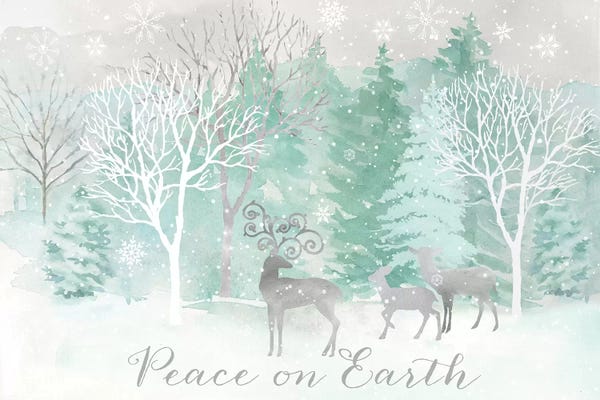 Christmas Signs & Sentiments: Peace on Earth Silver landscape by Cynthia Coulter