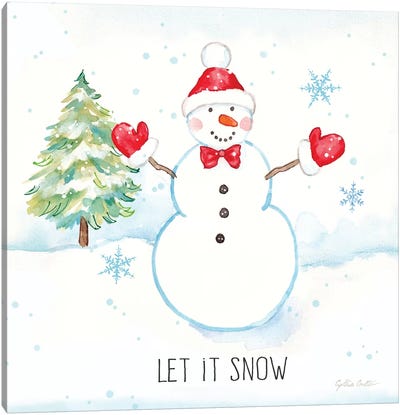 Vintage Holiday Cheer IV Canvas Art Print - Snowman Art