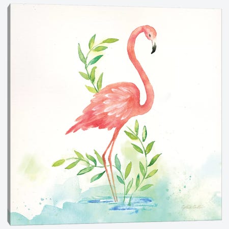 Pink Flamingos I Canvas Print #CYN237} by Cynthia Coulter Canvas Print