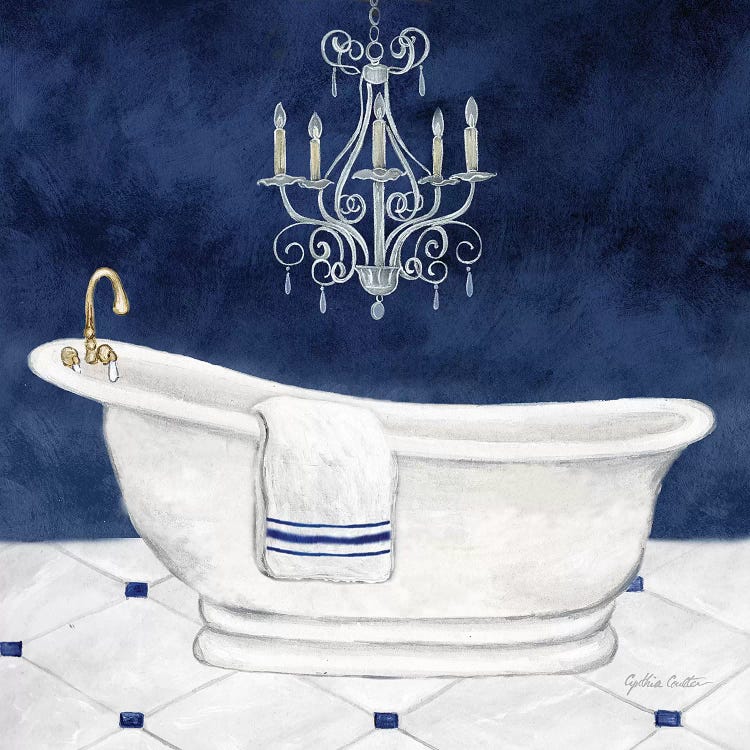 Navy Blue Bath I by Cynthia Coulter wall art