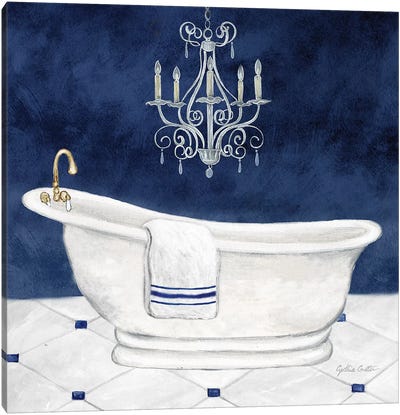 Navy Blue Bath I Canvas Art Print - Cynthia Coulter
