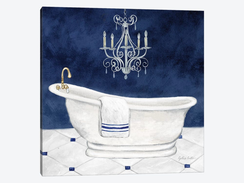 Navy Blue Bath I by Cynthia Coulter 1-piece Canvas Wall Art