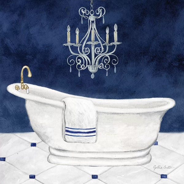 Chandeliers: Navy Blue Bath I by Cynthia Coulter
