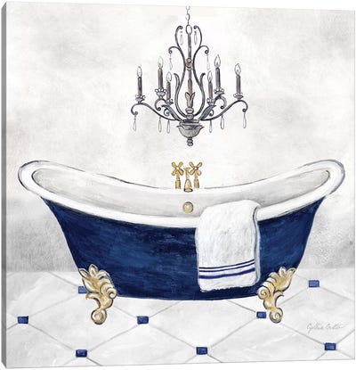 Navy Blue Bath II Canvas Art Print - Chandelier Art