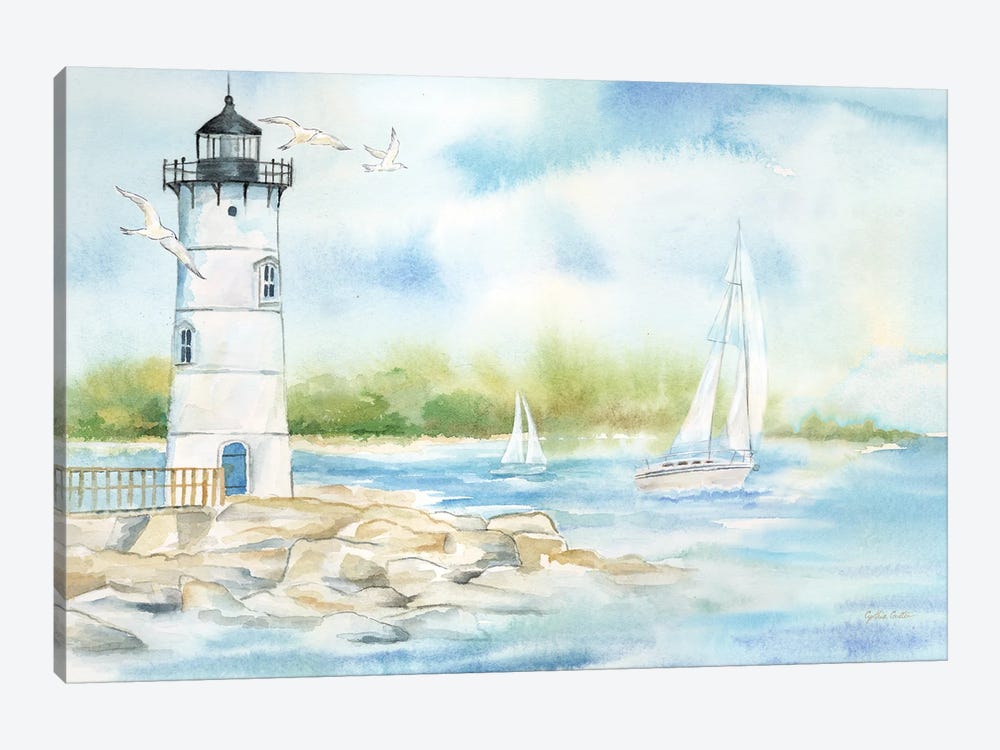 East Coast Lighthouse landscape I by Cynthia Coulter 1-piece Canvas Art Print