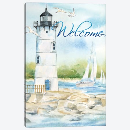 East Coast Lighthouse portrait I-Welcome Canvas Print #CYN260} by Cynthia Coulter Canvas Art Print