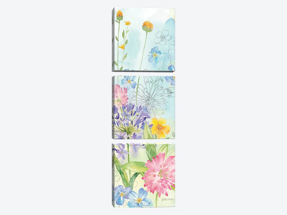 Wildflower Mix vertical I by Cynthia Coulter 3-piece Canvas Print