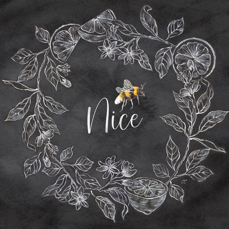 Bee Sentiment Wreath Black III-Nice by Cynthia Coulter wall art