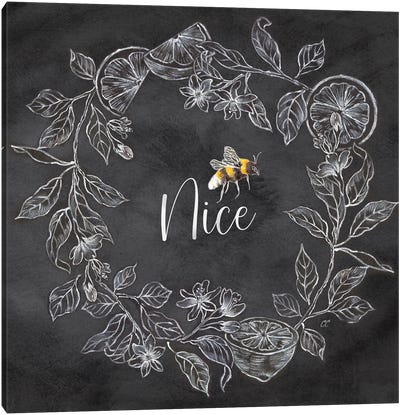 Bee Sentiment Wreath Black III-Nice Canvas Art Print - Kindness Art