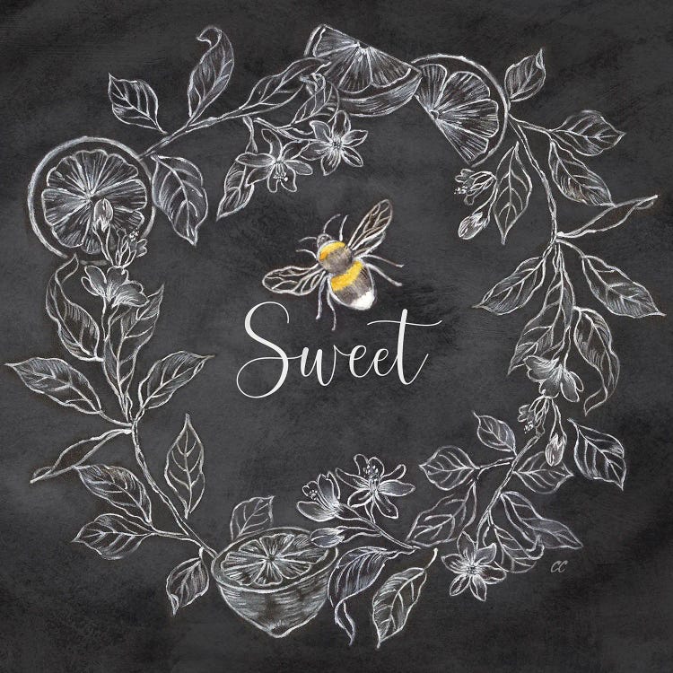 Bee Sentiment Wreath Black IV-Sweet by Cynthia Coulter wall art