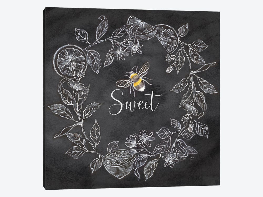 Bee Sentiment Wreath Black IV-Sweet by Cynthia Coulter 1-piece Art Print