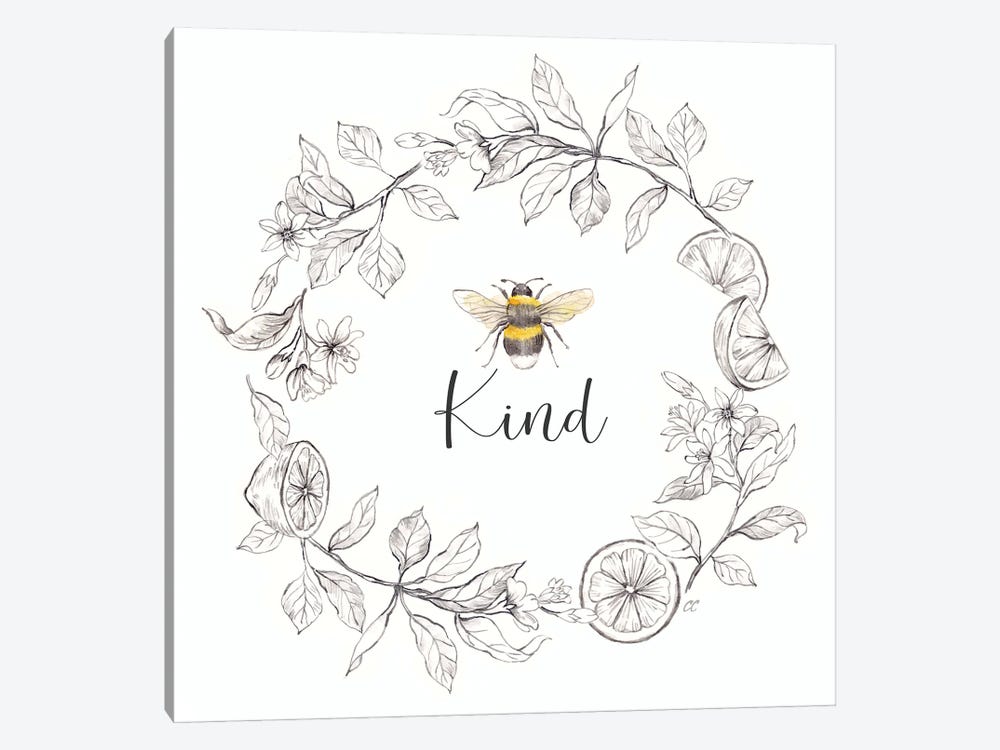 Bee Sentiment Wreath II-Kind by Cynthia Coulter 1-piece Canvas Art Print