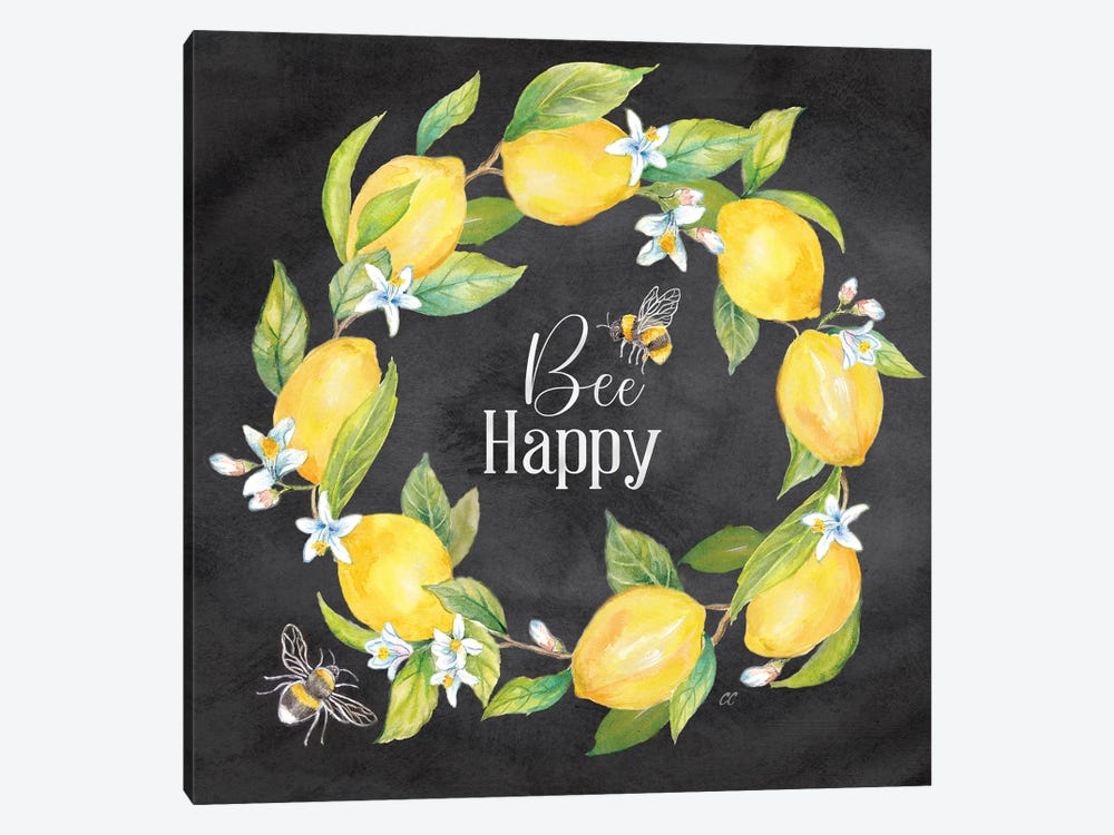 Lemons & Bees Sentiment Black II by Cynthia Coulter 1-piece Canvas Wall Art