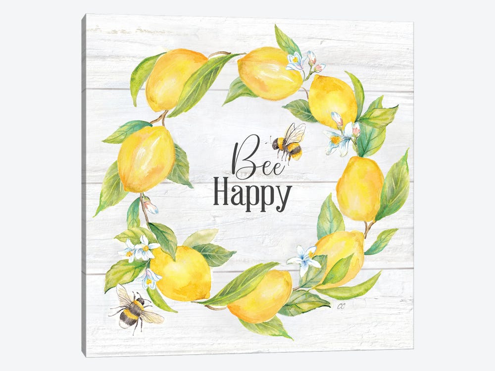 Lemons & Bees Sentiment Woodgrain II by Cynthia Coulter 1-piece Canvas Art