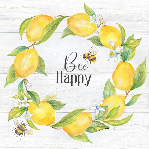 Lemons & Bees II Sentiment Woodgrain