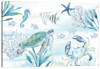 Great Blue Sea I Canvas Art Print - Turtles