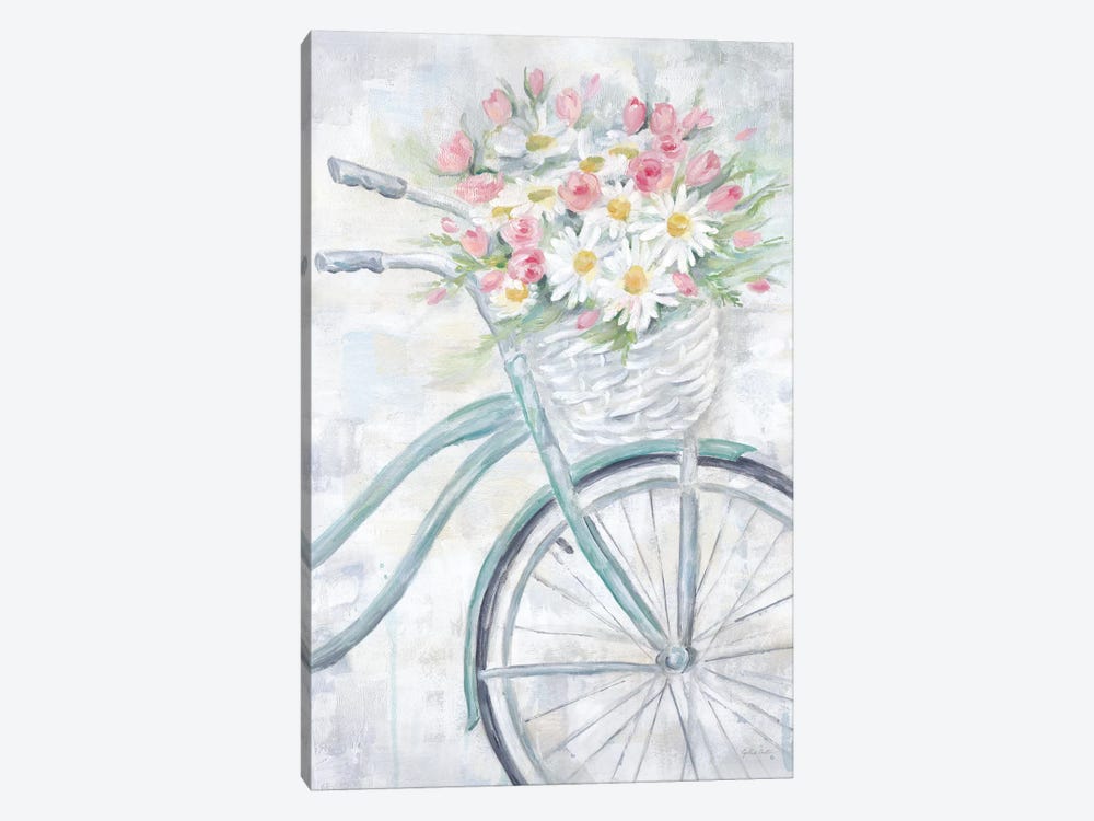 Bike With Flower Basket by Cynthia Coulter 1-piece Canvas Art