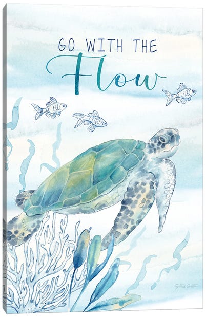 Great Blue Sea XVII Canvas Art Print - Turtles