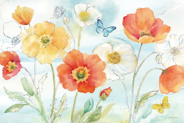 Butterflies and Flowers: Happy Poppies I by Cynthia Coulter