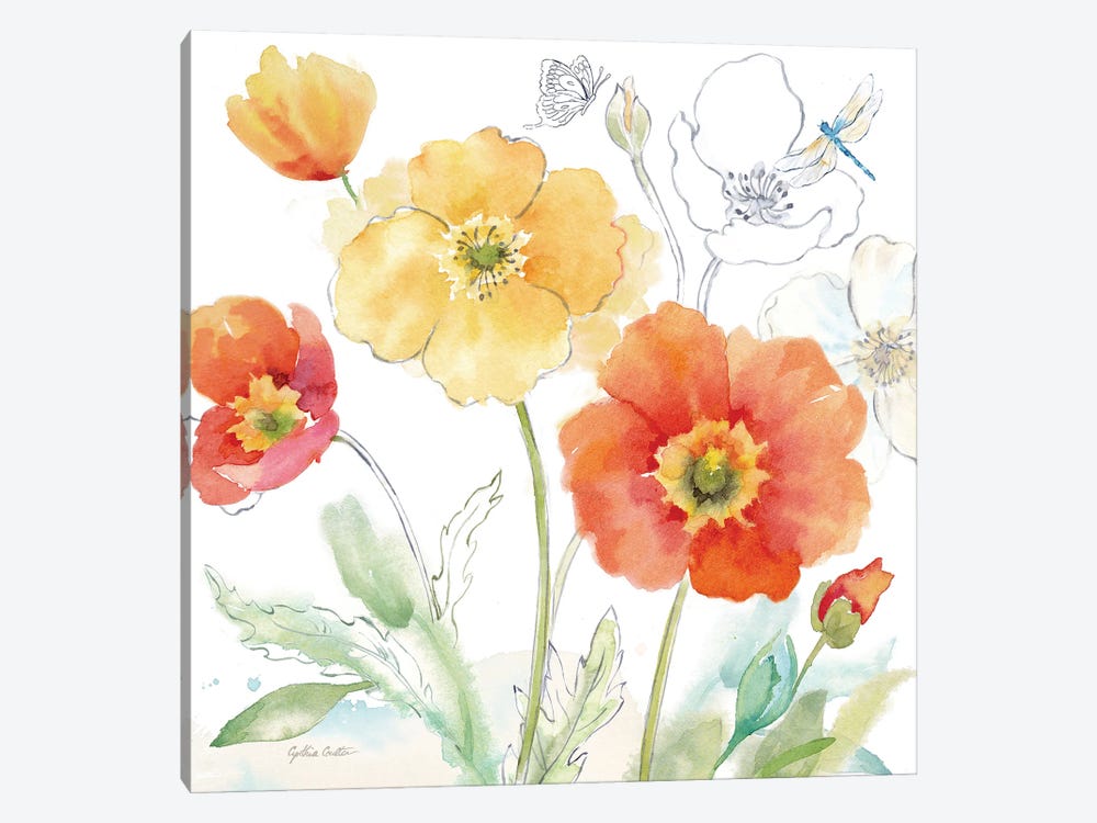 Happy Poppies IV by Cynthia Coulter 1-piece Canvas Print
