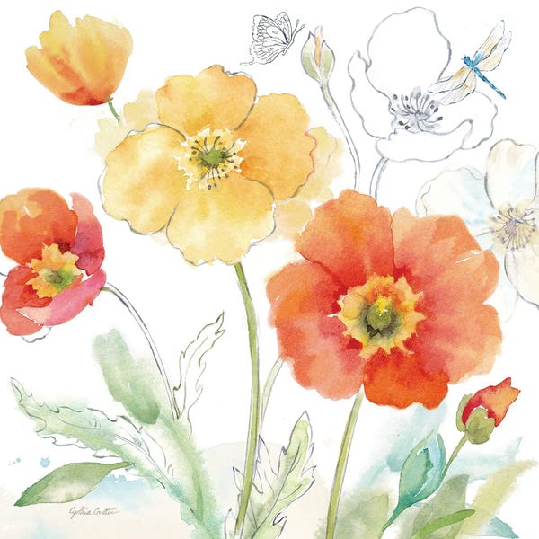Dragonflies: Happy Poppies IV by Cynthia Coulter
