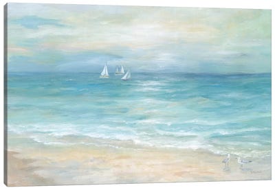 Island Beach Landscape Canvas Art Print - Pastels