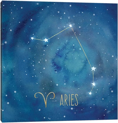 Star Sign Aries Canvas Art Print - Zodiac Art