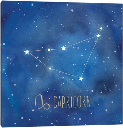 Star Sign Capricorn Canvas Art Print - Blue Art