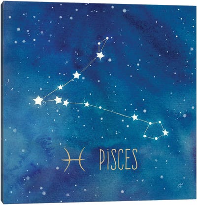 Star Sign Pisces Canvas Art Print - Zodiac Art