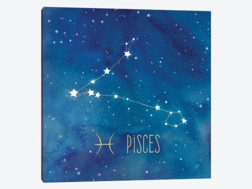Zodiac Pisces Starsign SINGLE CANVAS WALL ART Picture Print VA 