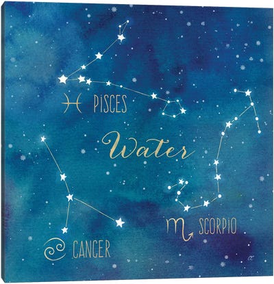 Star Sign Water Canvas Art Print - Cancer Art