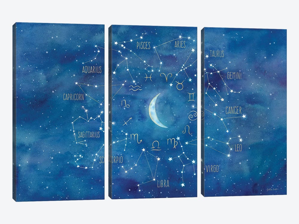 Star Sign With Moon Landscape by Cynthia Coulter 3-piece Art Print