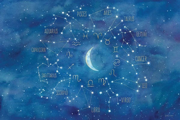 Zodiac: Star Sign With Moon Landscape by Cynthia Coulter