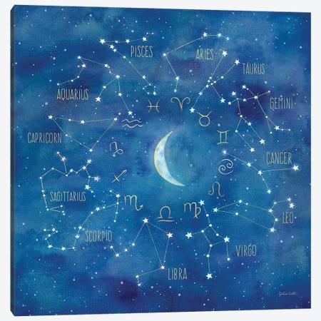 Star Sign With Moon Square Canvas Print #CYN94} by Cynthia Coulter Canvas Wall Art
