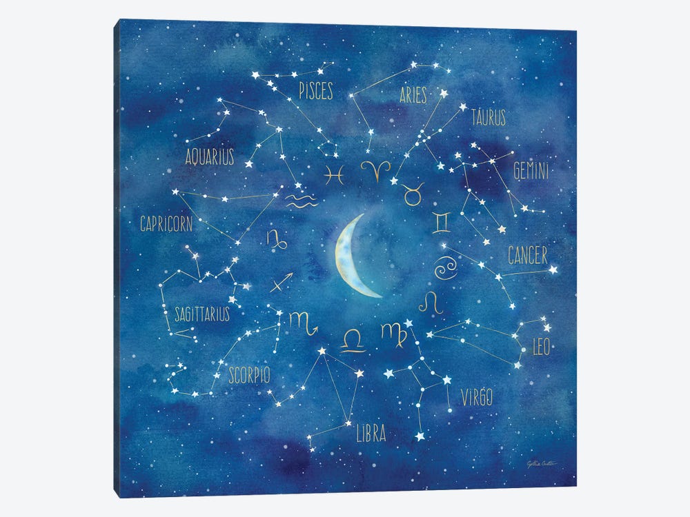Star Sign With Moon Square by Cynthia Coulter 1-piece Canvas Wall Art