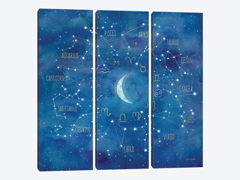 Star Sign With Moon Square by Cynthia Coulter 3-piece Canvas Artwork