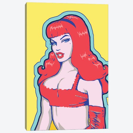 Pin Up Girl Yellow Canvas Print #CYP114} by Corey Plumlee Canvas Artwork